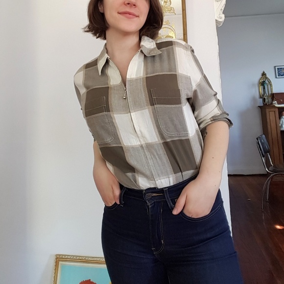 Vintage Tops - 🌼 BOGO 🌼 Vintage Plaid Zip-up Top